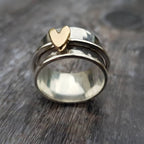 Vintage Golden Heart Silver Ring
